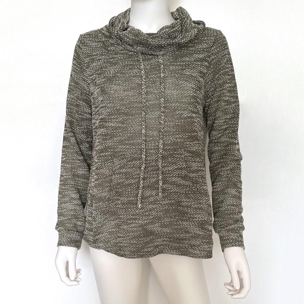 Loveapella Evie Drawstring Funnel Neck Sweatshirt Olive Size M
